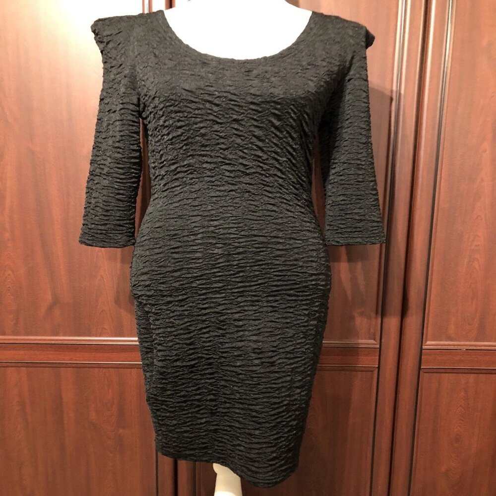 PUSSYCAT LONDON NWT Black Stretch Crinkle Look Bodycon Party Dress